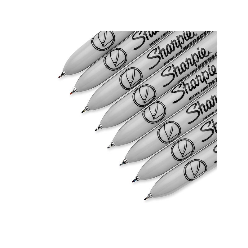 SHARPIE Retractable Permanent Markers, Ultra Fine Tip, Assorted, 8/Pack (1742025) - Image 3